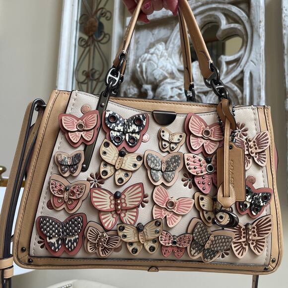 Coach Handbags - Rare Coach Dreamer Butterfly Appliqué Satchel 69553 | Snakeskin Collectible
